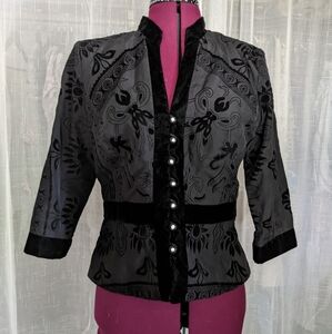 Black velvet patterned blazer by J.R. Nites